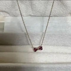 ポンテヴェキリボン型ルビーネックレスK18