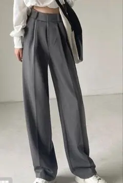 センタープレスワイドタックロングパンツ