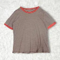 クラシックファッションコレクション　半袖ニット　ボーダー　リンガーTシャツ調