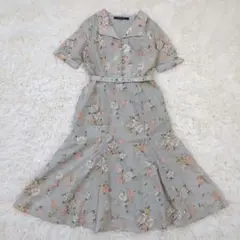 美品 アートタッチ花柄変形開衿ワンピース an another angelus