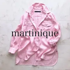 美品＊マルティニーク リネンサファリシャツ ピンク 麻100% 長袖 2024