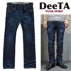 DeeTA ヒゲ加工 セルビッチ ルーズ スキニー スリム デニム パンツ 32
