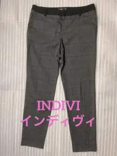 INDIVI インディヴィ　グレー チェック柄 スラックス 40