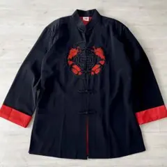チャイナ服 カンフー 龍刺繍 シルク100%