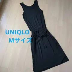 UNIQLO ブラック ノースリーブワンピース 黒ワンピ　М