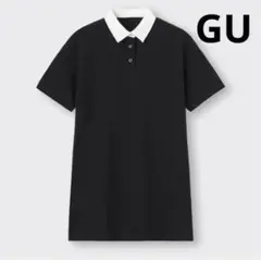 GU バイカラーポロミニワンピース　半袖　黒　Mサイズ