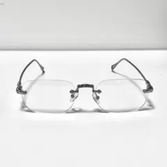 新品　サングラス シルバー レトロ UVカット 男女兼用 リムレス 縁無し