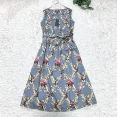 新品タグ付き ローラアシュレイ 花柄 ロングワンピース Aライン リボン