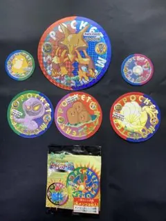 アマダ ポケットモンスター メンコ ポケモン カード　角メンコ セット　未開封 98当時物ポケモン☆ポケットモンスター角メンコ袋入未開封品
