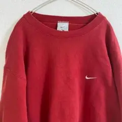 NIKE ナイキ スウェット ビッグサイズ 胸元 刺繍 ロゴ レッド XL 古着