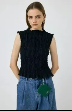 MOUSSY　SHIRRING SLEEVELESS トップス