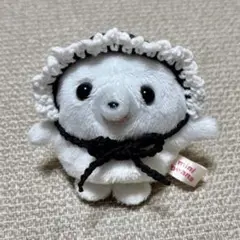 ぬいぐるみ用 ブラックホワイトフリルボンネット