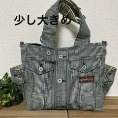 デニムリメイク　Gジャンリメイクサイドポケットトートバッグ