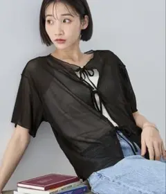 モノマート　アウトリンキング2WAYシアー半袖カーディガン　セール　新品　シアー