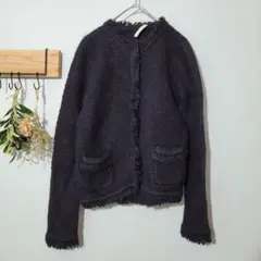 ユナイテッドアローズ【S】シンプル モヘヤ混 ニットアウター 黒 カーディガン
