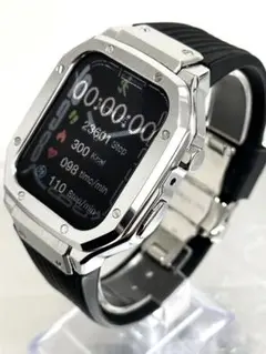 Apple Watch メタルカスタム ブラックu0026シルバー2 ラバーバンド