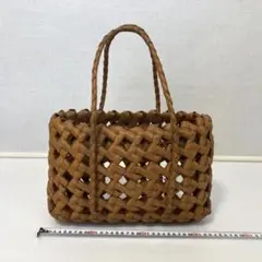 籠バッグ 編み込みかご バッグ 編み込み 茶色 レディース 昭和レトロ
