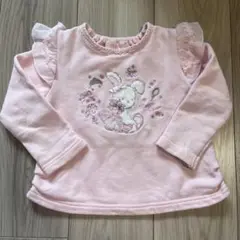 mezzo piano メゾピアノ うさぎ刺繍 ピンク トレーナー 90cm