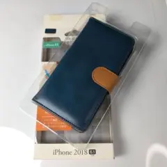 iPhone XR 手帳型ケース マグネットベルト ベルト回転 ネイビー 445