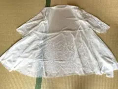 花刺繍　ホワイトロングカーディガン　cawaii