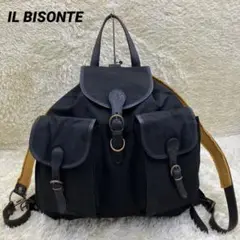【IL BISONTE】リュック キャンバス ブラック