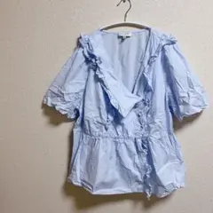 SKIES ARE BLUE フリル付きシャツ 2Xサイズ