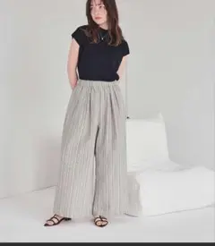 ストライプリネンタッチワイドパンツ Titivate
