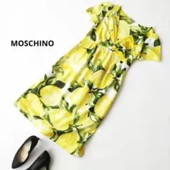 美品 MOSCHINO モスキーノ【M】レモン柄 コットン ワンピース Vネック