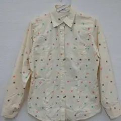 USPPR 総柄 シャツ 長袖 カラフル刺繍べ ージュL
