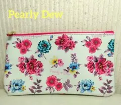 Pearly Dew　華❤花 フラットポーチ　合成皮革 ホワイト