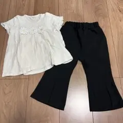 キッズズー　しまむら　トップスとフレアパンツのセット　90