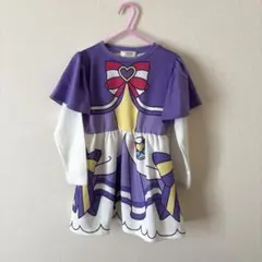 わんだふるプリキュア キャラクターワンピース 紫色 フリル袖 シミあり