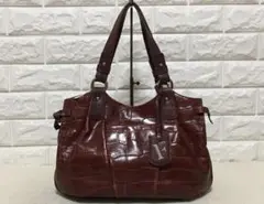 no8893 FURLA フルラ 本革 レザー クロコ型押 トートバッグ