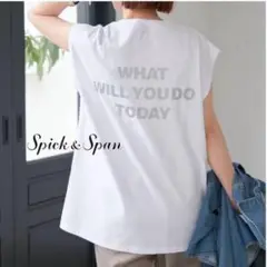 【美品】 スピックアンドスパン 24SSモデルノースリーブロゴプリント Tシャツ