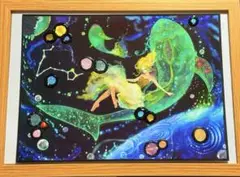魚座スクラッチアート完成品ステンドグラスガラス絵の具インテリア風景画壁掛けアート