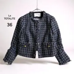 La TOTALITE ノーカラージャケット 36 Sサイズ ウール アンゴラ