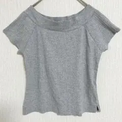 【ef-de】エフデ 杢グレー カットソー ボートネックシンプル M