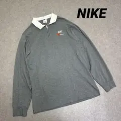 NIKE ナイキ スポーツウェア ラガーシャツ 長袖ポロシャツ グレー M