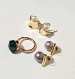 ポメラート風キャンディリング&パールピアスのセット