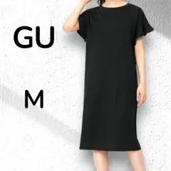 【GU】フレアスリーブワンピース　黒　Mサイズ
