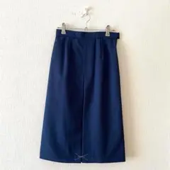 ☆美品 ひざ下スカート 毛混 サイドファスナー フロントタック 裏地有 日本製7