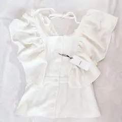moussy マウジー　バックオープン　フリル　トップス　ブラウス