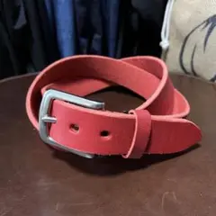 ★お値下げ不可★栃木レザー 洗い加工 ベルト レッド 35mm 本革 牛革