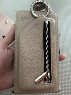 ajew エジュースマホショルダーストラップ ベージュ レザー