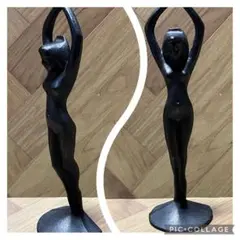 ヴィンテージ金属製の彫像　女性フィギュア　　Ｂ