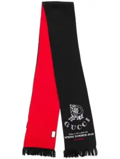 GUCCI フリンジウール ジャガードスカーフ