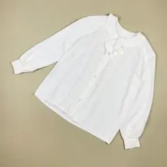 ピンクハウス ボウタイシャツブラウス フロントプリーツ 白 M~L*HB1686