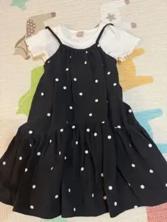 petit main ジャンバースカート 110cm 黒ドット