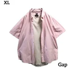 OLDGAPギャップ半袖シャツストライプGapタグXLピンクカジュアル古着