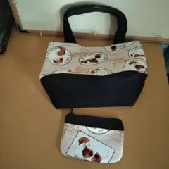 犬のイラスト弁当袋とポーチセット